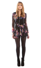 Film Noir Smocked Yoke Ruffle Dress