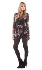 Film Noir Smocked Yoke Ruffle Dress