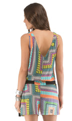 V Back Belted Romper