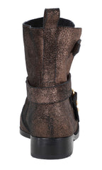 WEST METALLIC SUEDE ANKLE MOTO