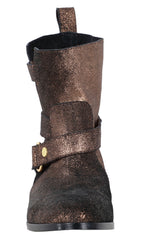 WEST METALLIC SUEDE ANKLE MOTO