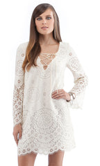 LACE UP BELL SLEEVE DRESS