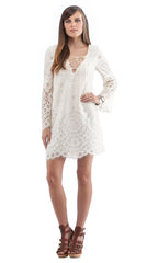 LACE UP BELL SLEEVE DRESS